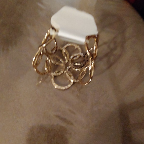 Retired Gold Hammered Circle Cuff Bracelet - Picture 2 of 4